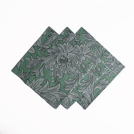 SERVILLETA VERDE CON FLOR 33X33CM