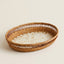 BANDEJA OVALADA RATTAN HOJAS NACAR 39X28X7 CM
