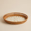 BANDEJA OVALADA RATTAN HOJAS NACAR 39X28X7 CM
