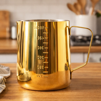 TAZA MEDIDORA DORADA 550 ML ACERO