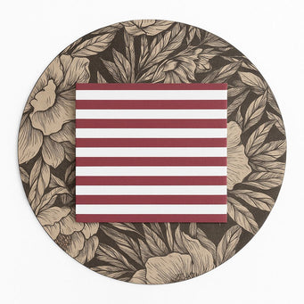 SET INDIVIDUAL FLORES + SERVILLETA LÍNEAS ROJAS